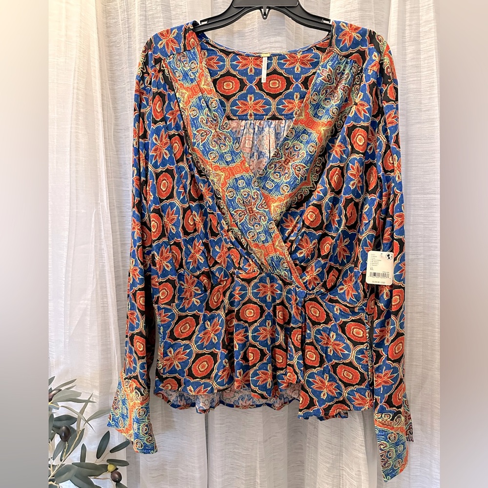 NWT Free People Bohemian Long Sleeve Blouse Size XL